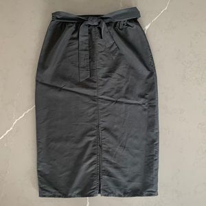 American Apparel Tencil midi pencil skirt with front slit and tie front.